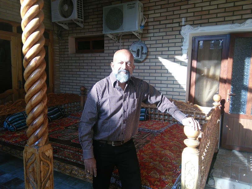 Seafarer/Blogger/Traveller  Rudolph.A.Furtado at "Trip L E" guesthouse in Samarkand.