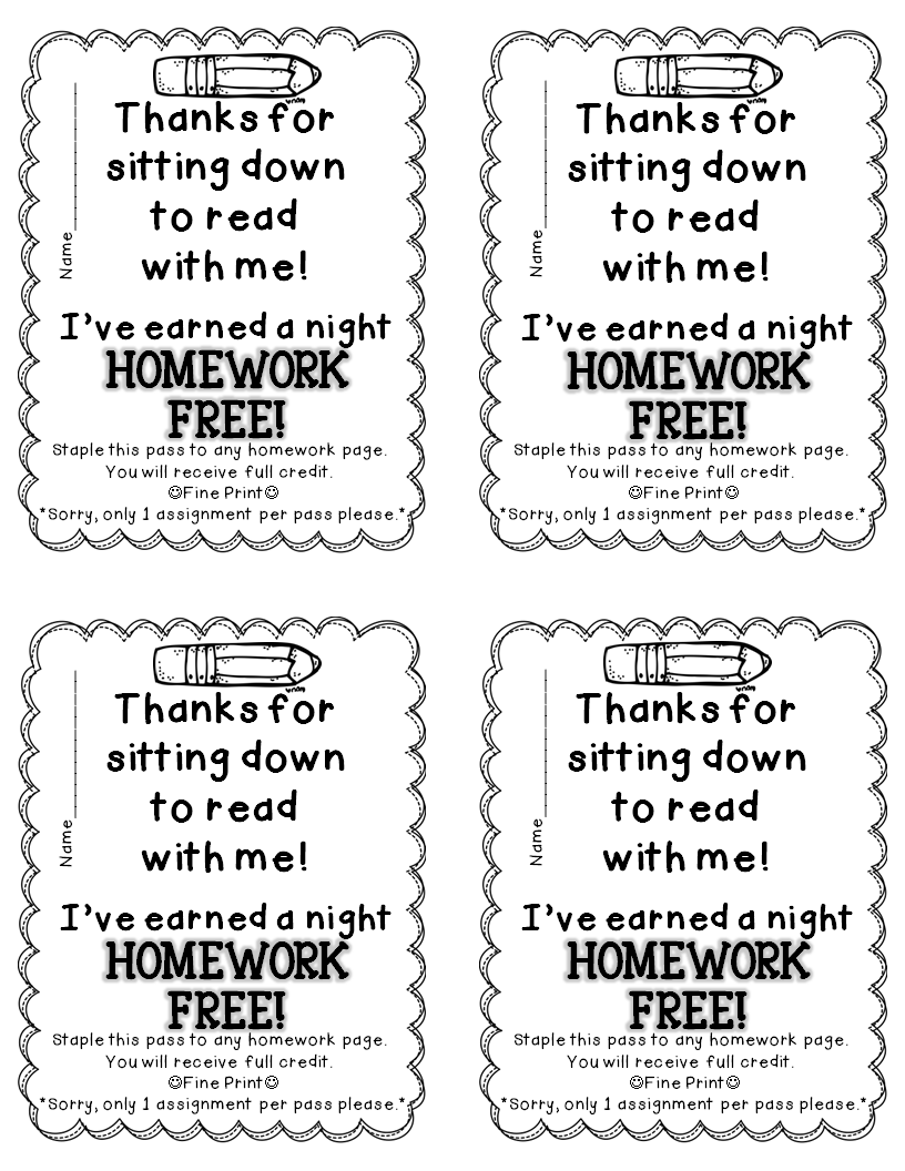 Free printable homework pass coupon picture