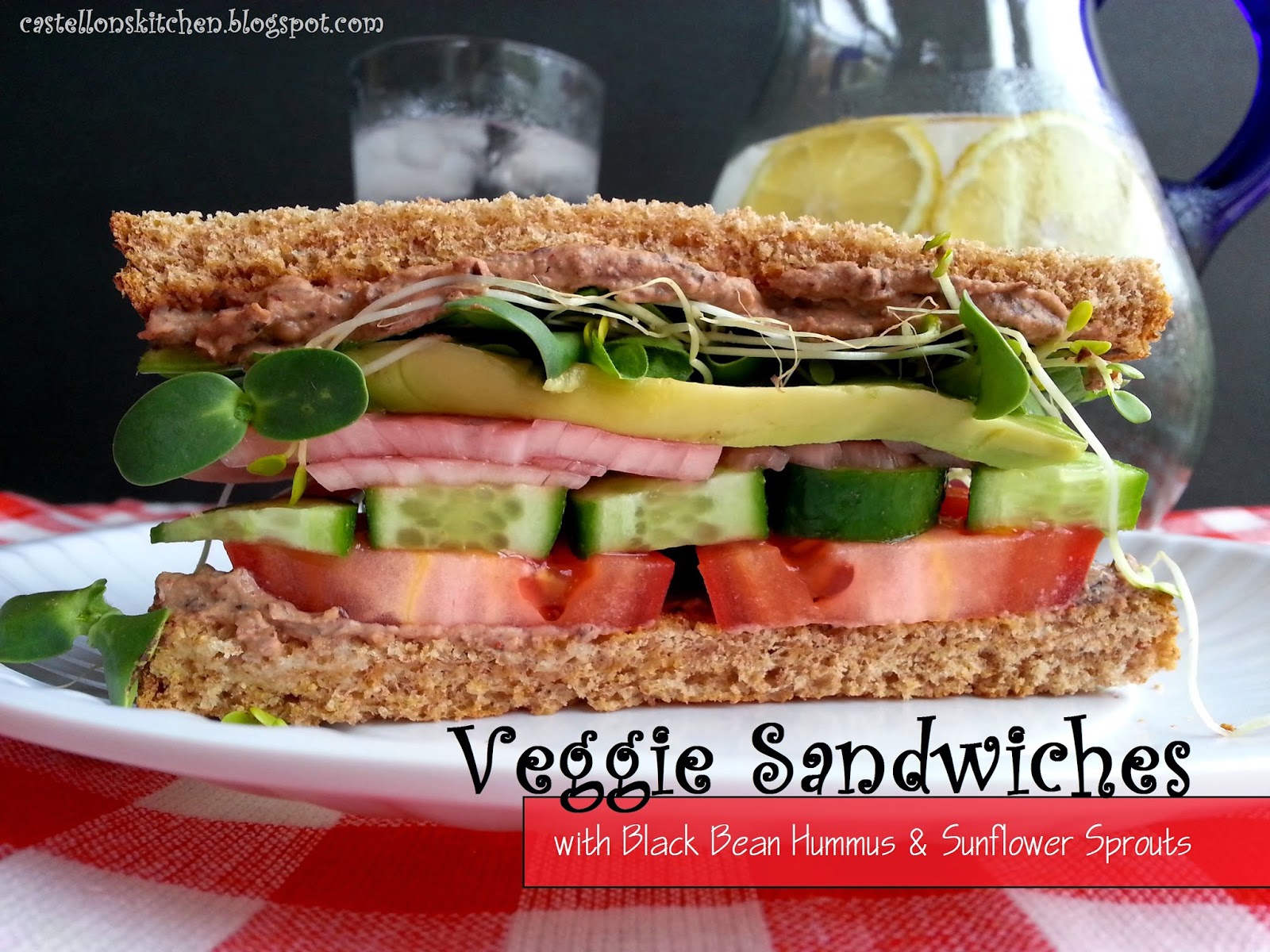 Castellon's Kitchen Veggie Sandwiches with Black Bean Hummus