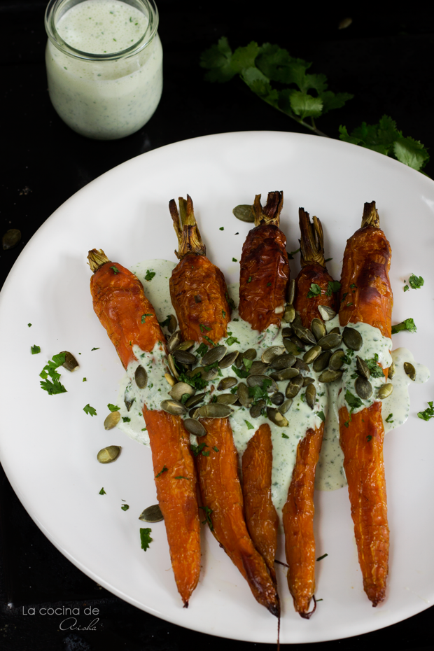 Zanahorias Asadas Con Salsa De Yogurt
