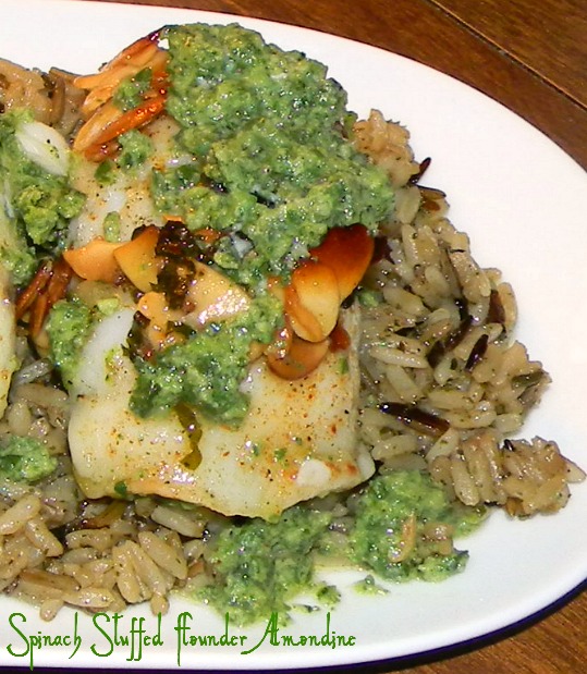 Wish Upon A Dish Spinach Stuffed Flounder Almondine