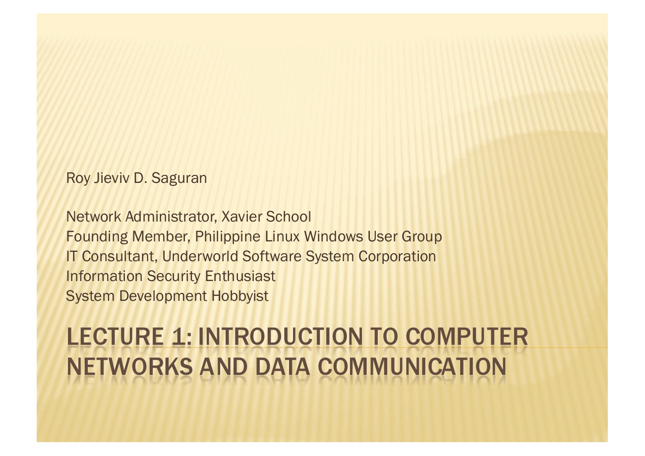 Intorduction to computer networks and data communicatiby Roy Jieviv D. Saguran
