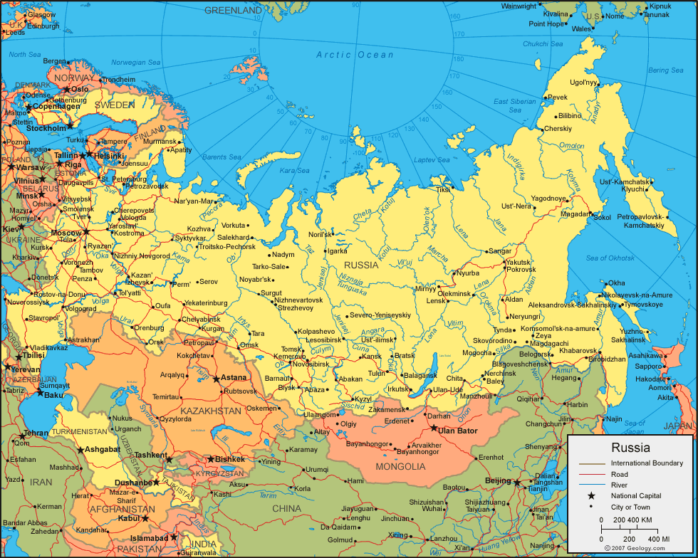 Map of Russia political Regional