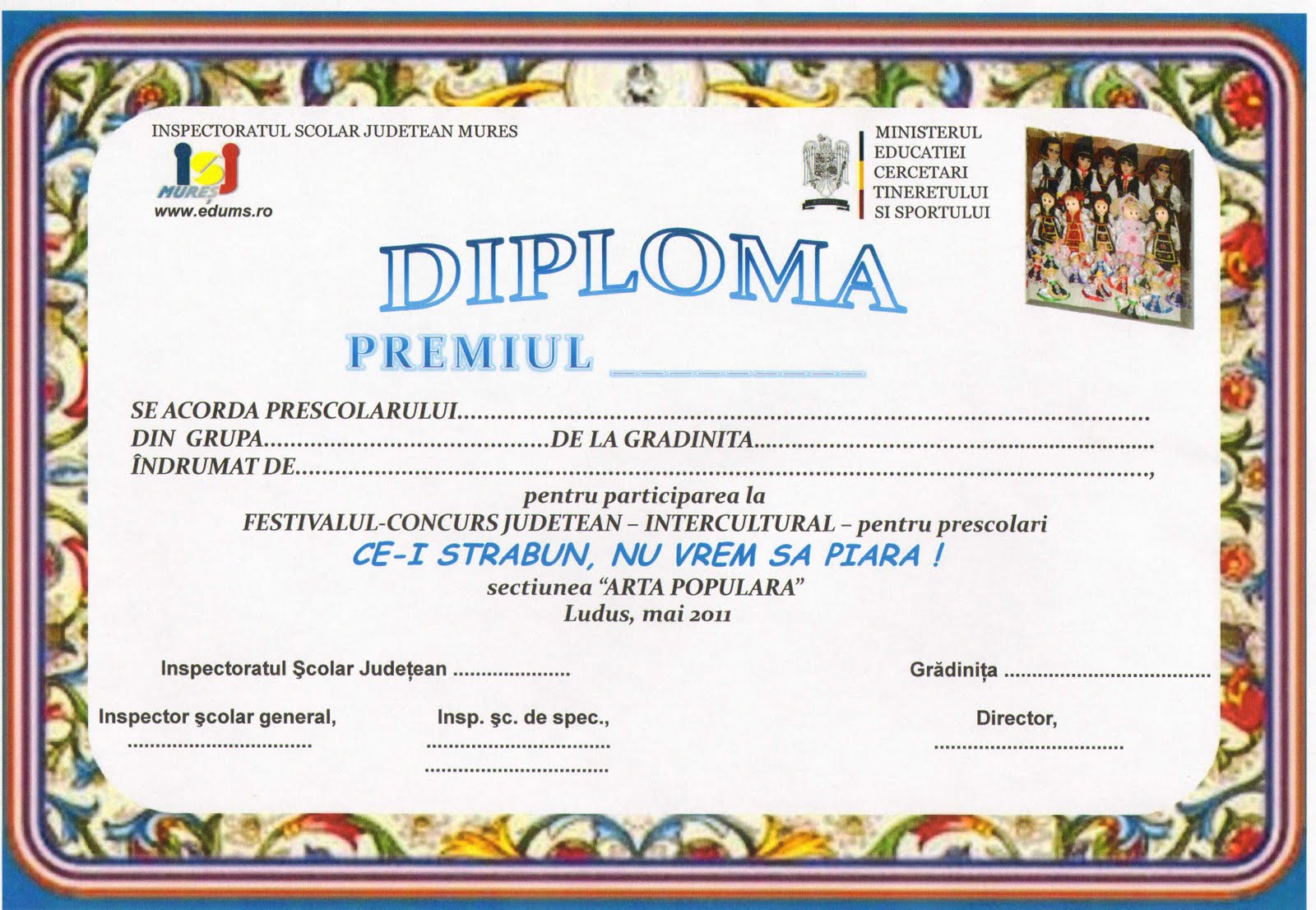 Model De Diplomă școlară Cu Flori