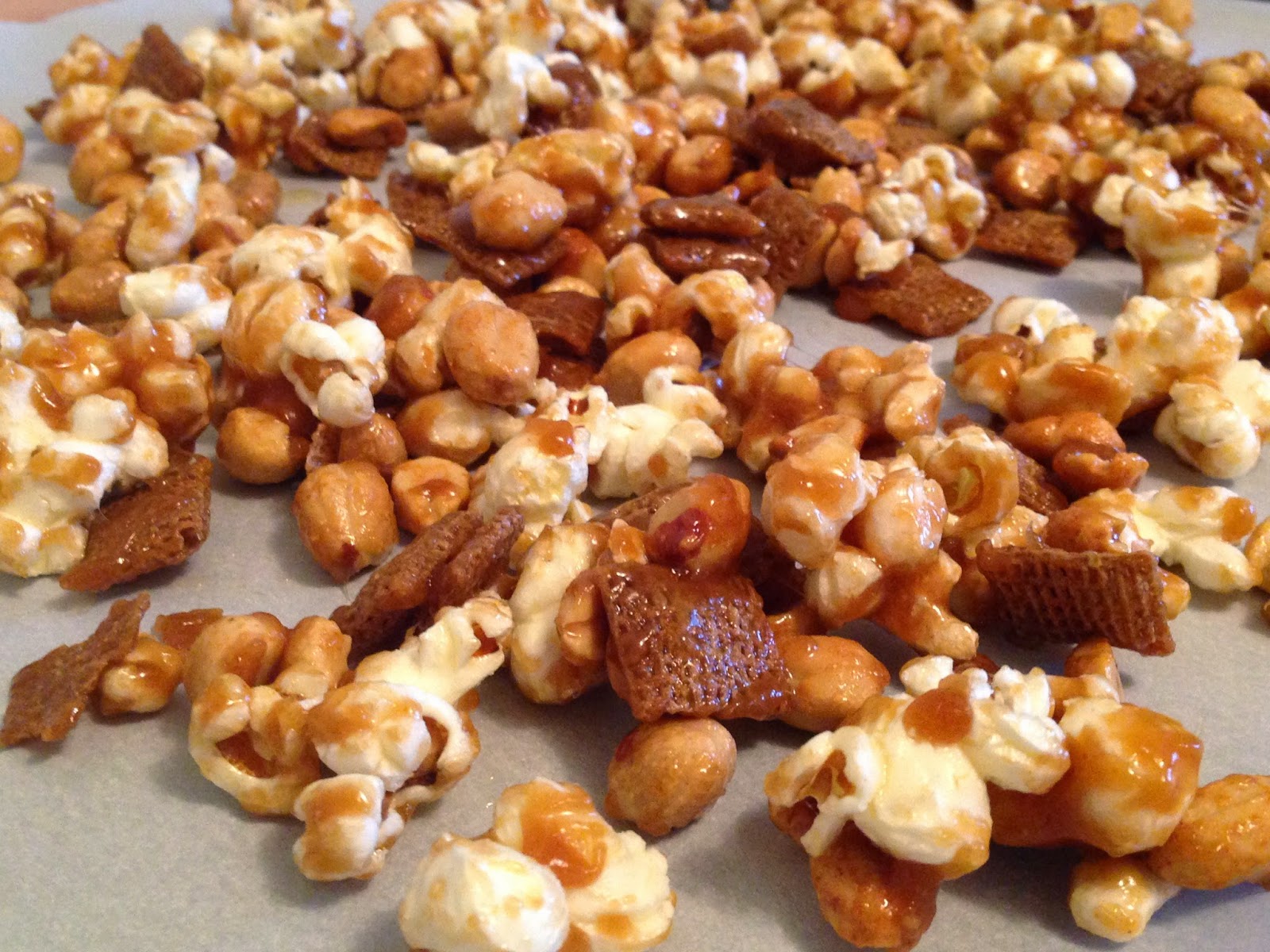 NJFoodventure Caramel Covered Popcorn, Peanuts and Chex It's a