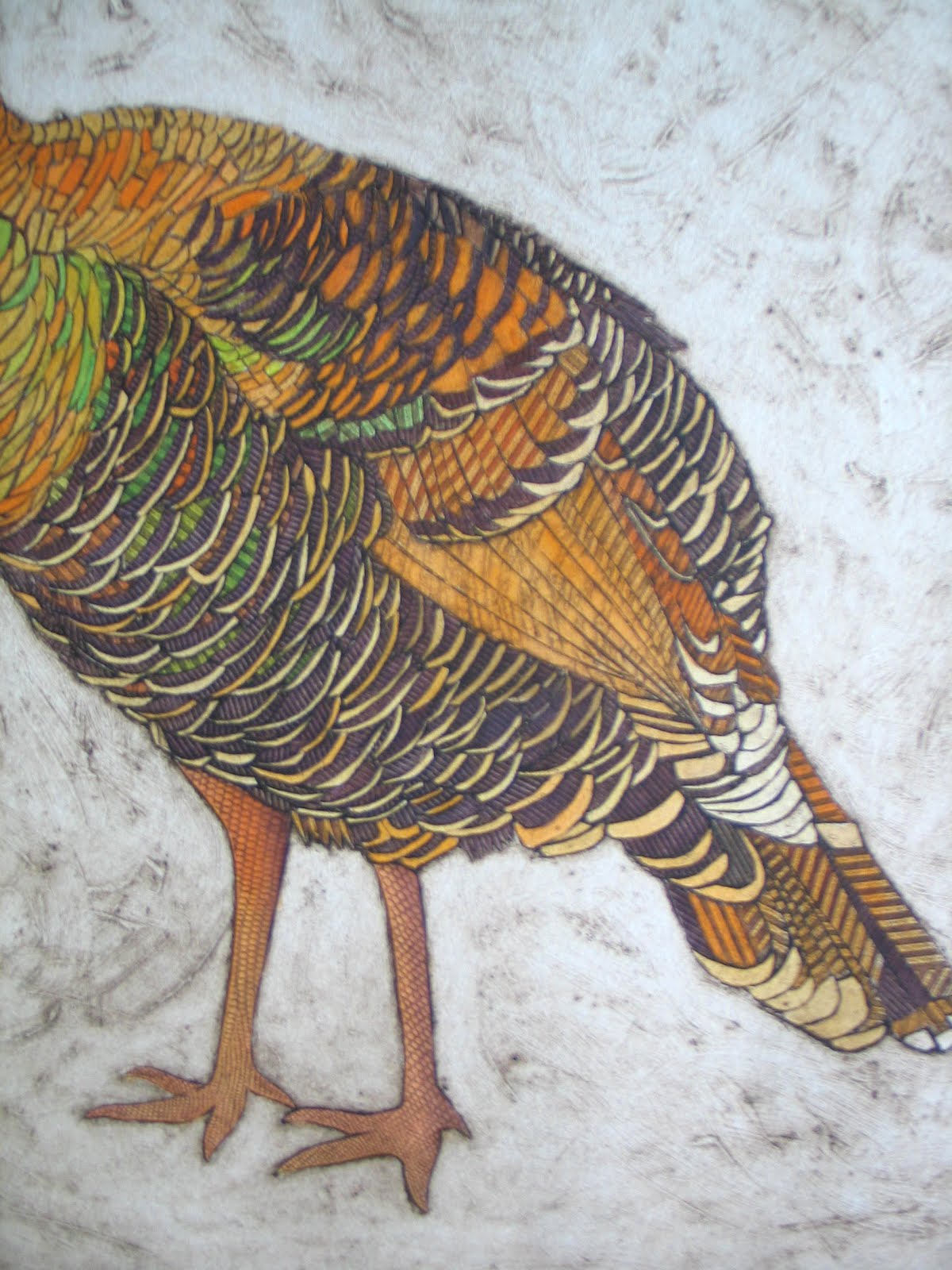 Children's butterfly net stock photos Bonnie Murray Prints: Wild Turkey Hen #2 (Hand Colored Collagraph of