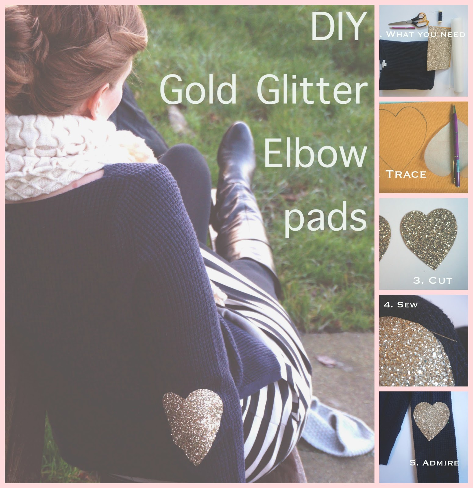 megmade Gold glitter elbow pads DIY