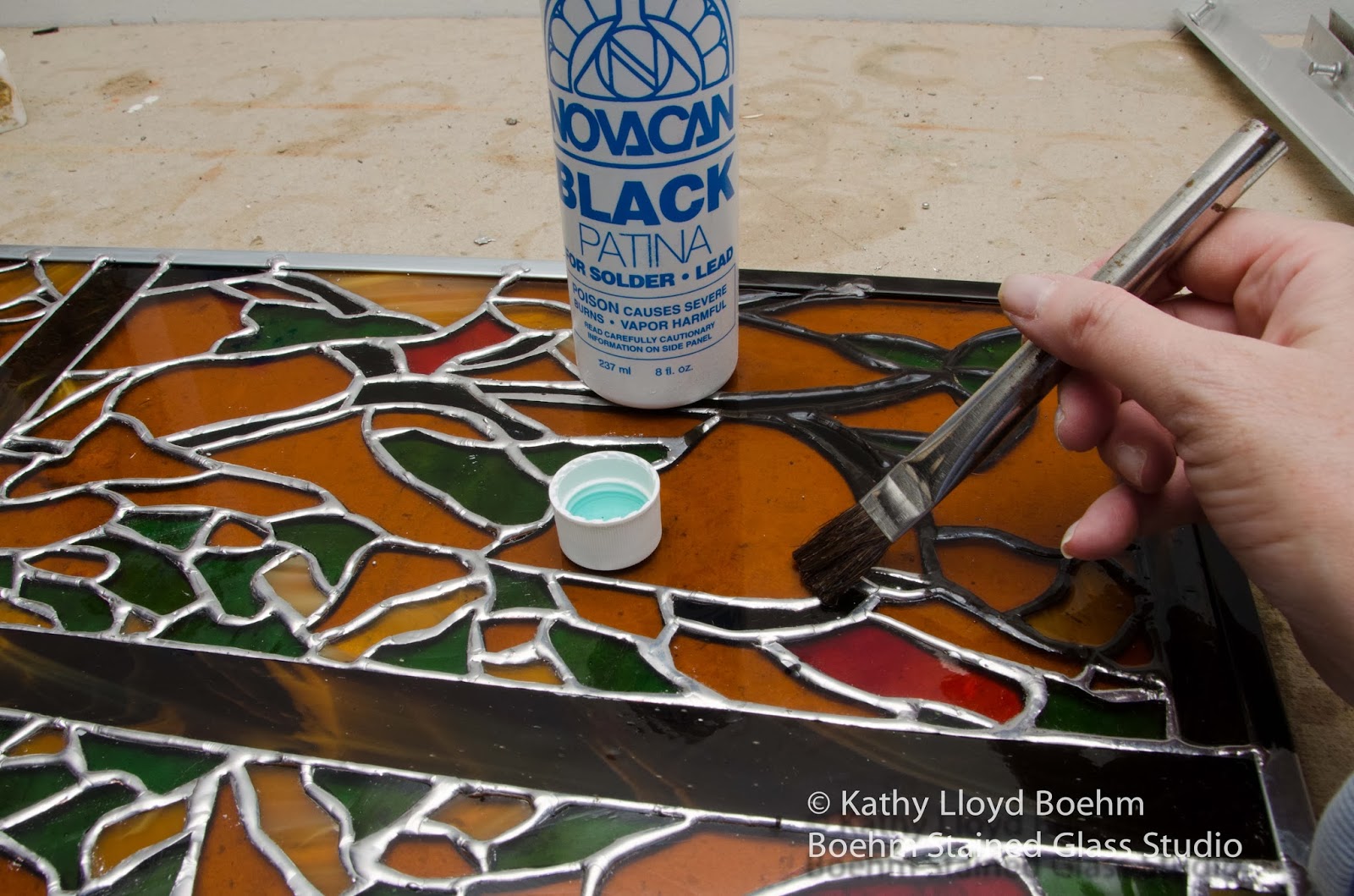 stained glass how to 001b wash off black patina 