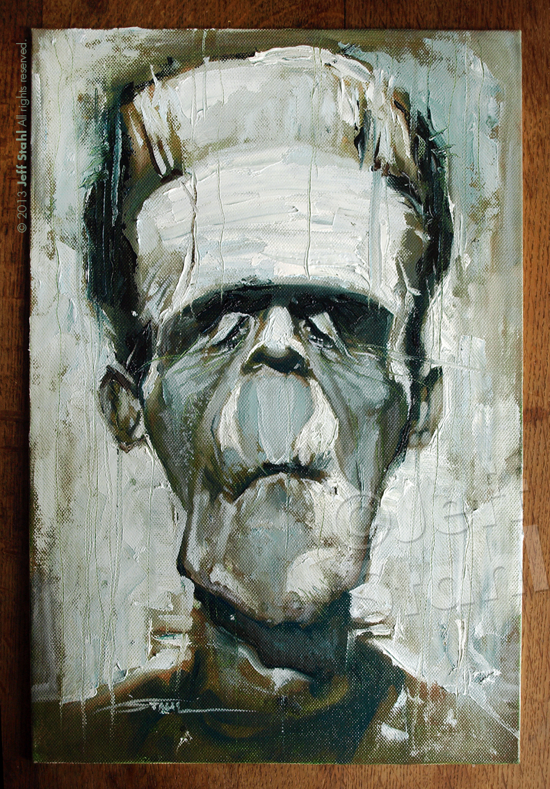l'art blog de Jeff Stahl Frankenstein's creature, oil painting