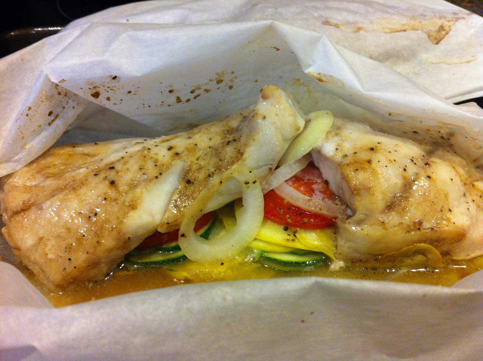 Seasoned by M.E. Parchment Pack Fish and Vegetables