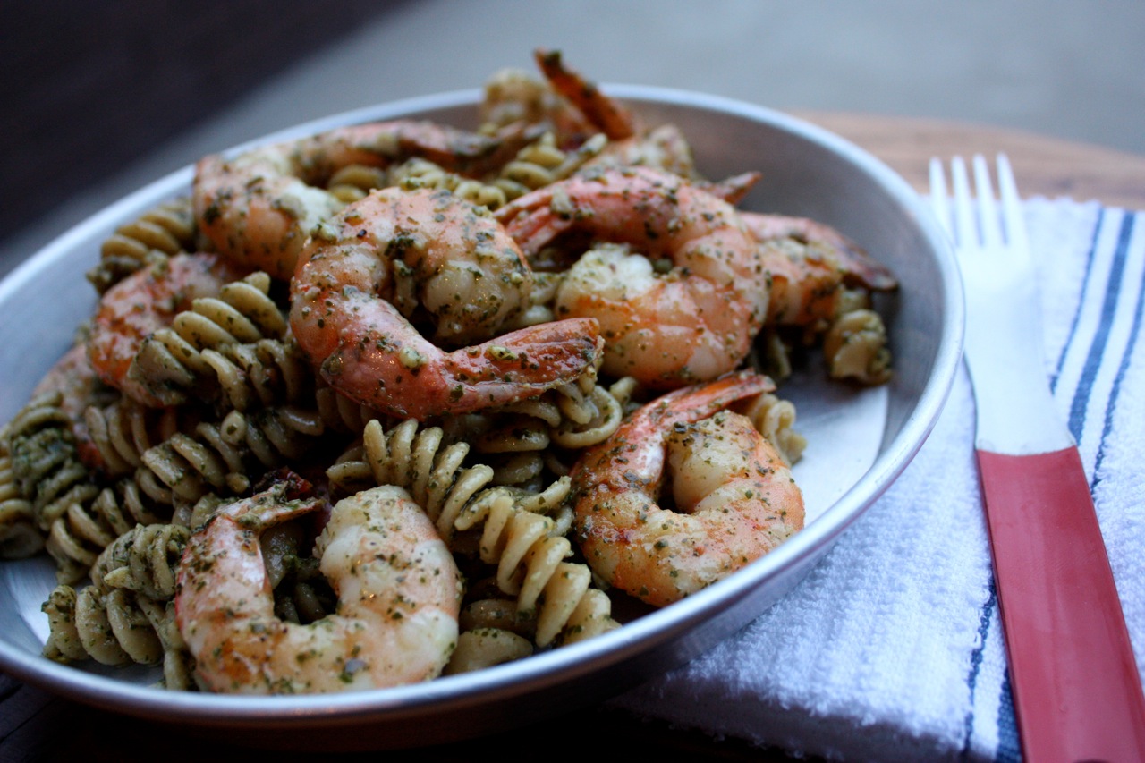 Have Her Over For Dinner Pesto + Sundried Tomato + Shrimp Pasta