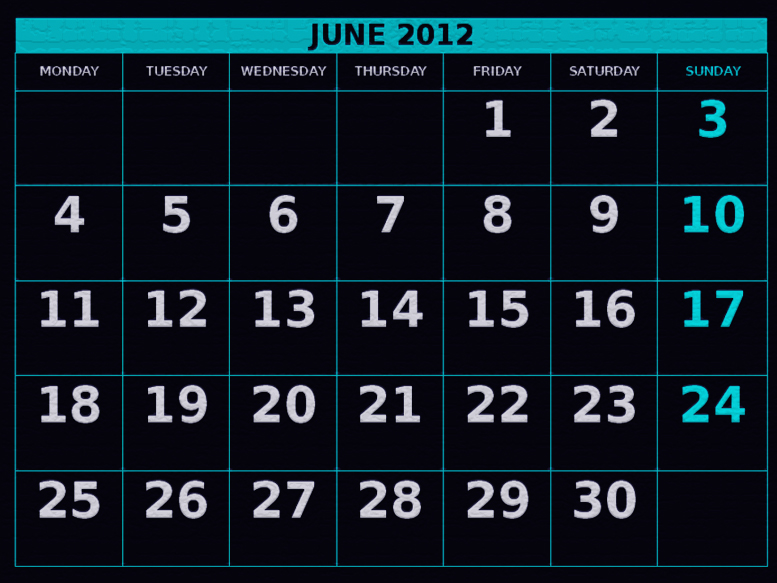 Download June 2012 calendar in