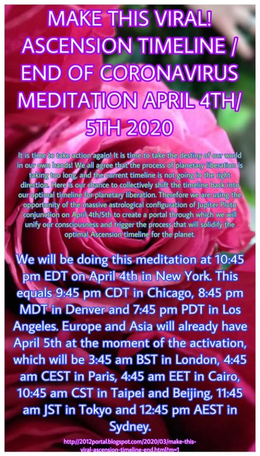 Ascension Timeline / End of Coronavirus Meditation on 4/5 aprile 2020 at 2:45 AM UTC !