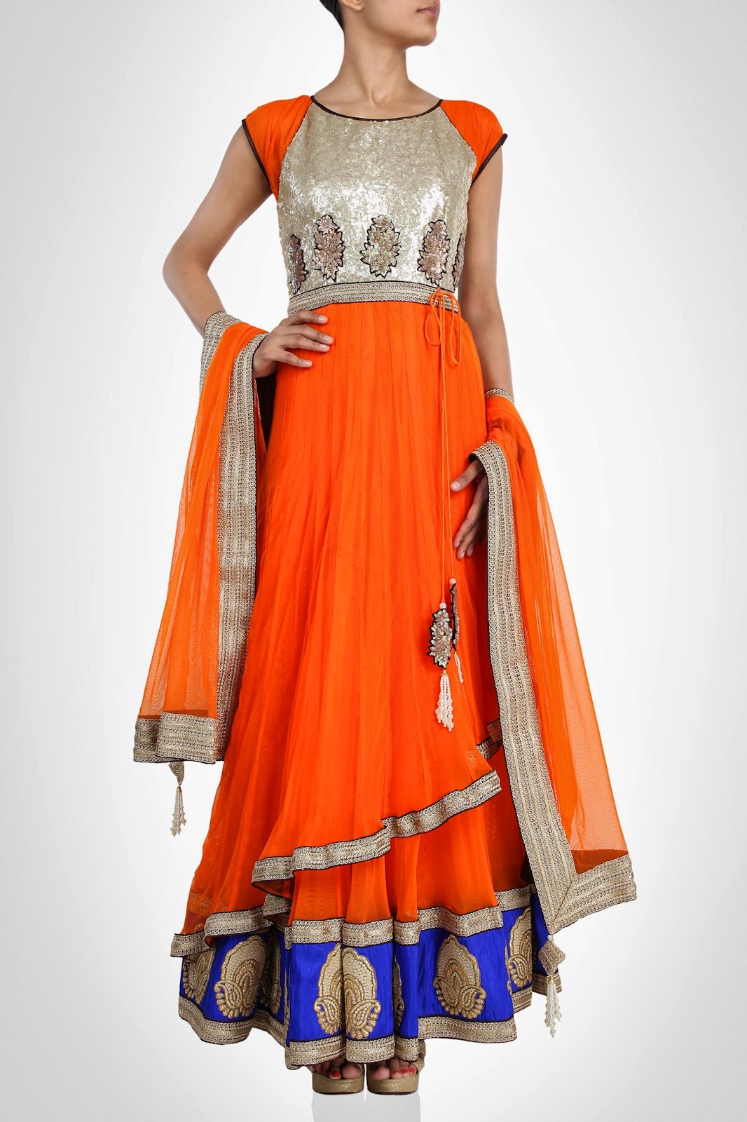RedPink and Orange Designers Anarkali Suits Vega Fashion Mom