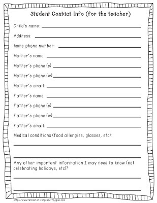 teaching blog round up student information freebie