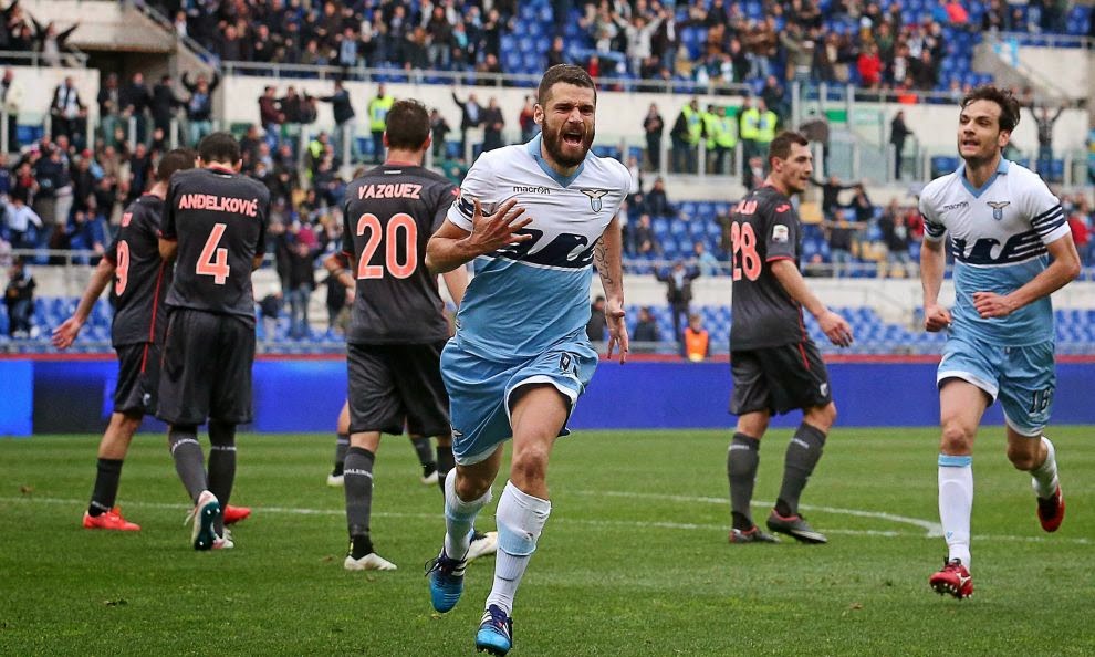 Lazio-Palermo 2-1 Video Candreva gol esultanza scivolo e infortunio
