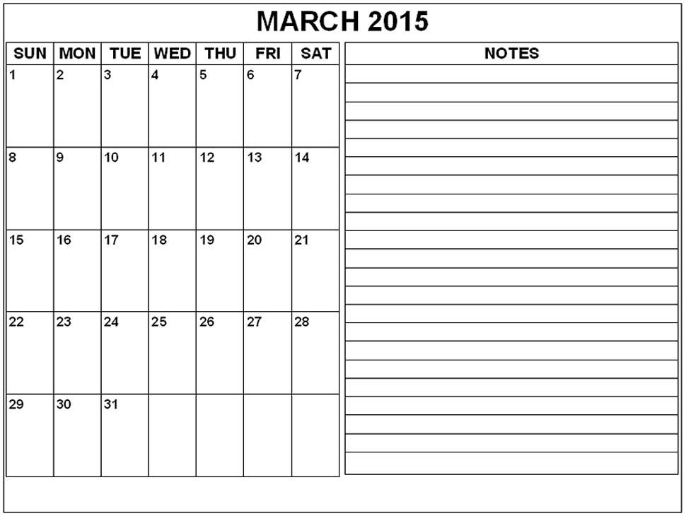 free editable calendar template 2015