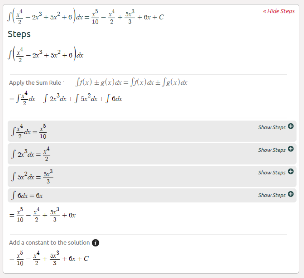 Advanced math solutions – integral calculator    symbolab