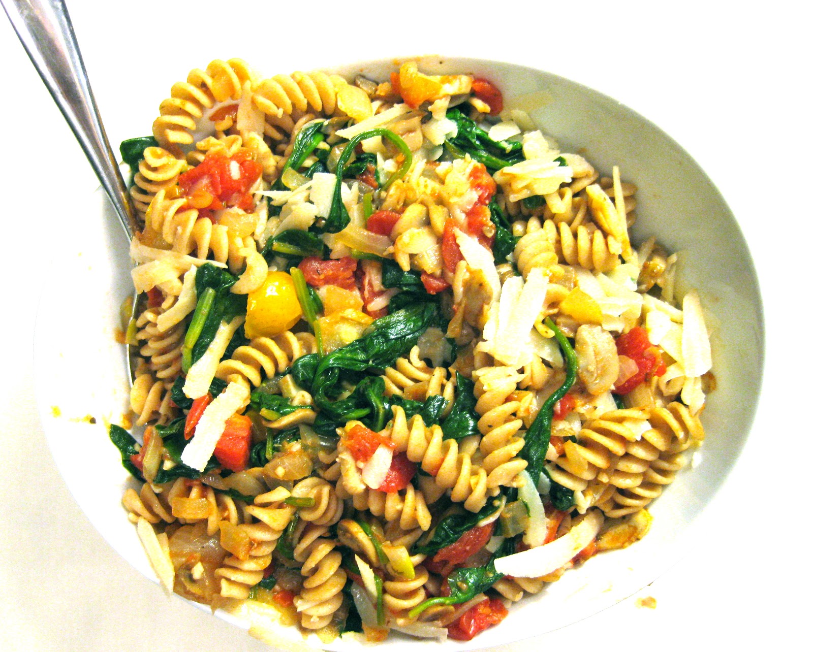 Stew or a Story: Pasta with Spinach, Mushrooms & Onions