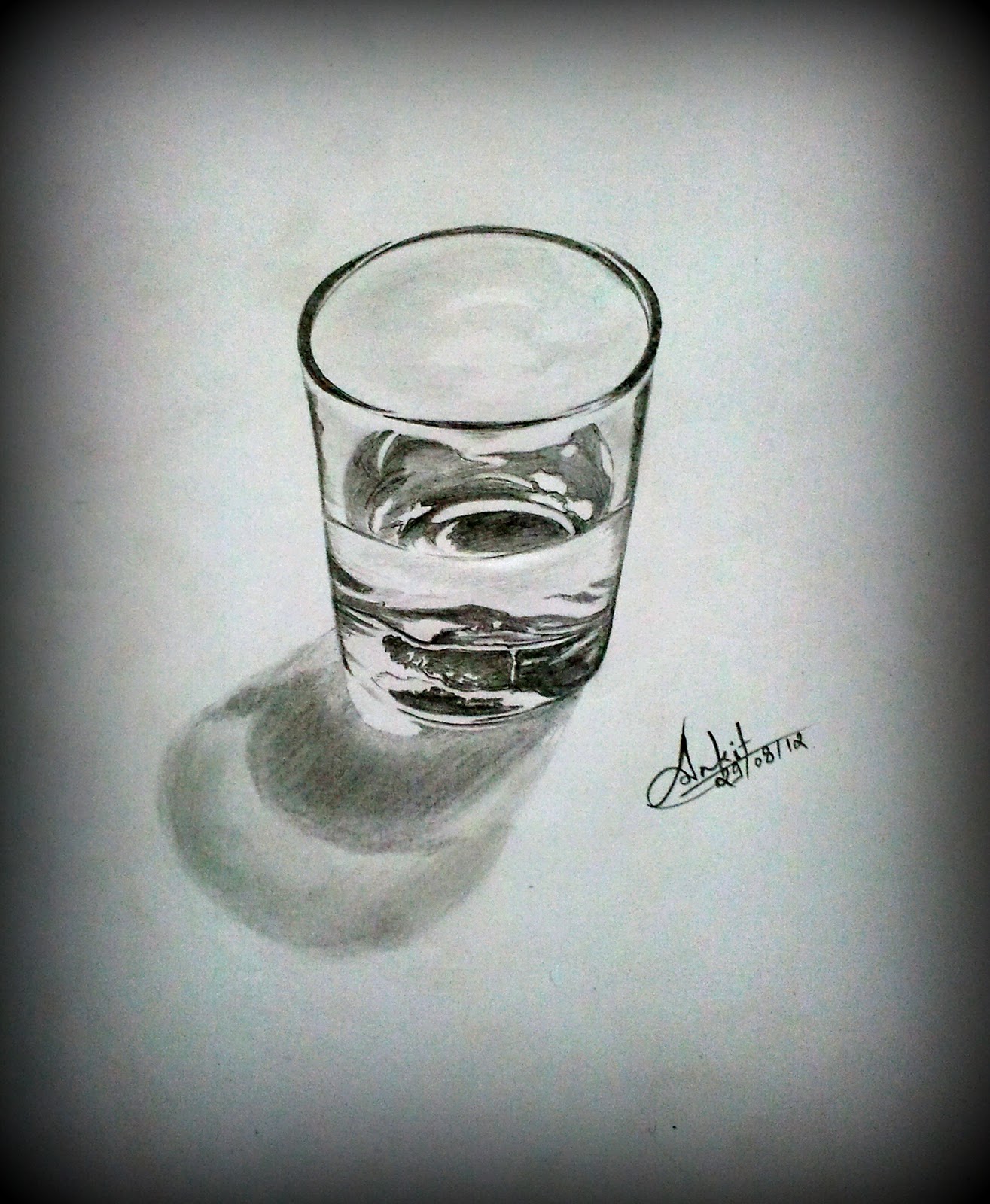 Realistic Sketch of a Glass Ankit's Sketch Revolution in Art