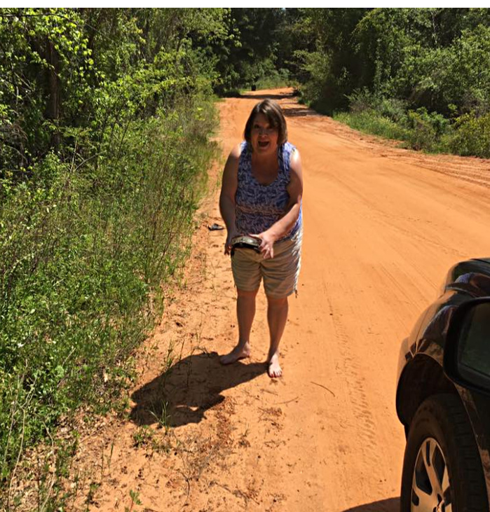Me barefoot on a dirt road saving a turtle...my idea of a perfect day!