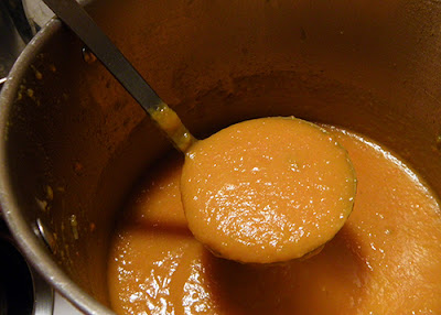 Ladling Honey Butternut Soup from Pot