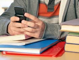 Student using a cellphone