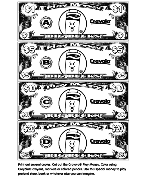 Printable Play Money Coloring Pages – Colorings.net