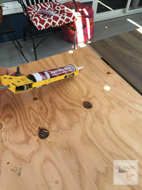 Gluing flooring to plywood :: OrganizingMadeFun.com