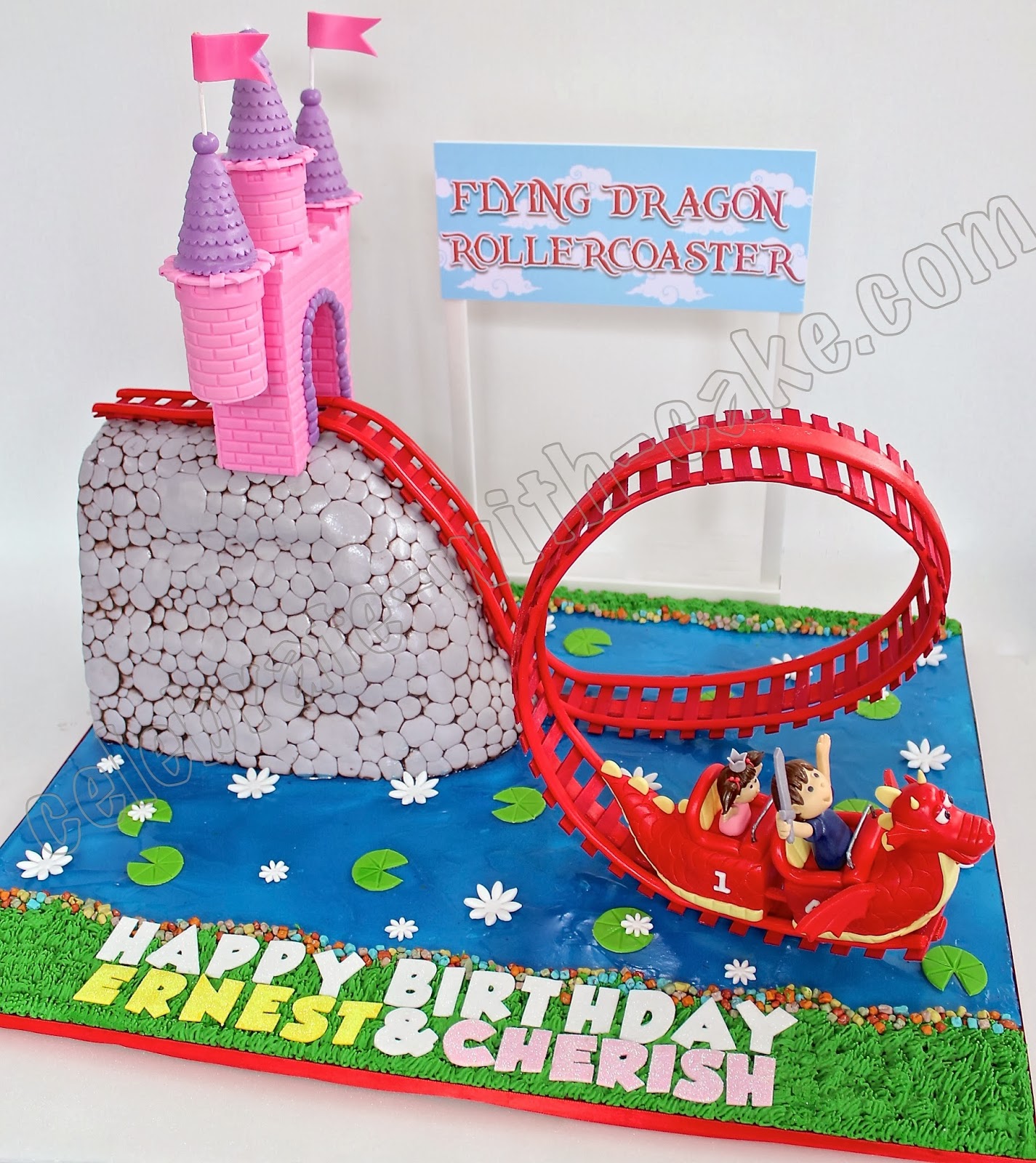 3D sculpted Roller Coaster themed Cake