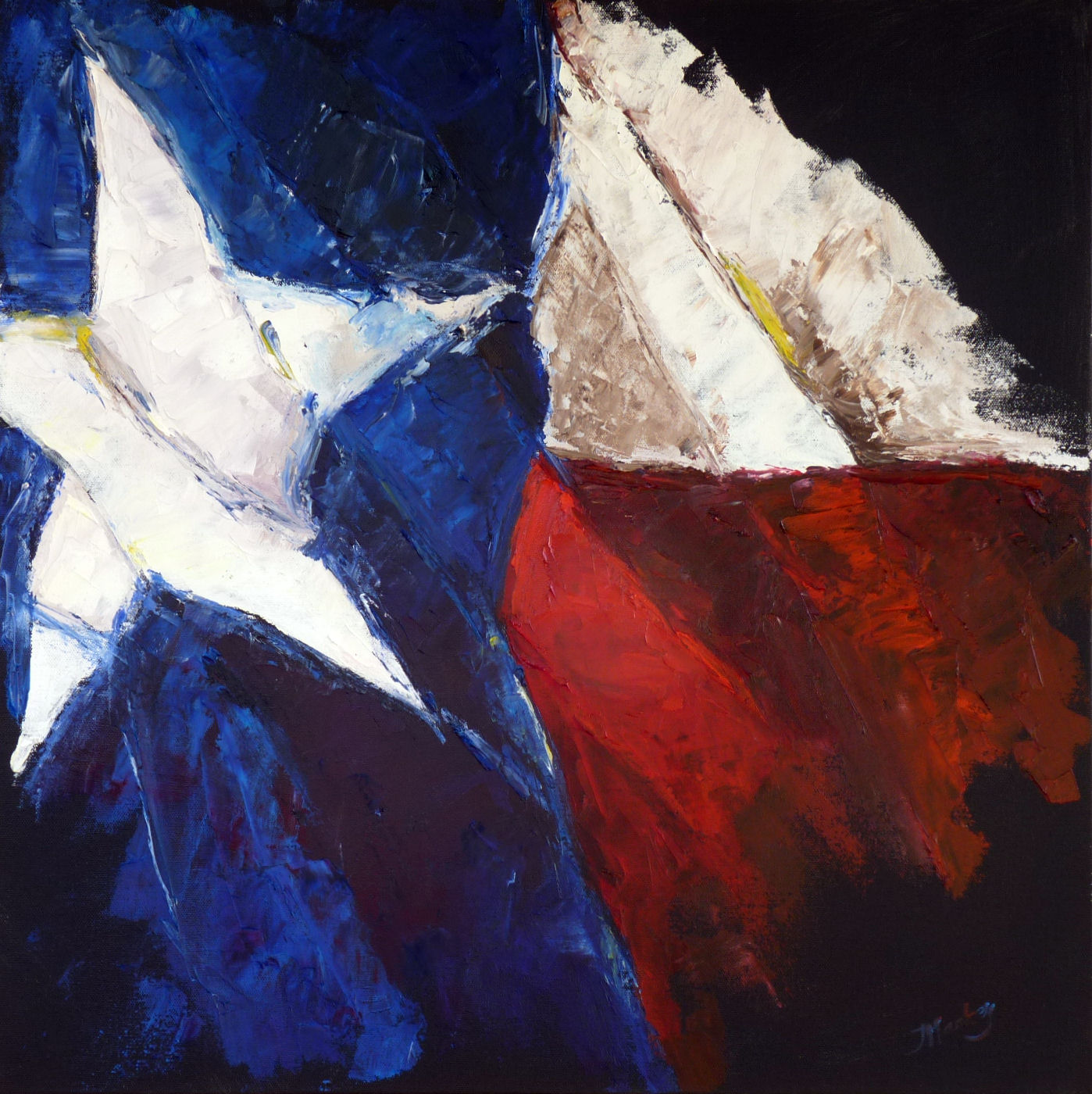 Daily Painters Abstract Gallery Texas Flag Palette Knife Painting