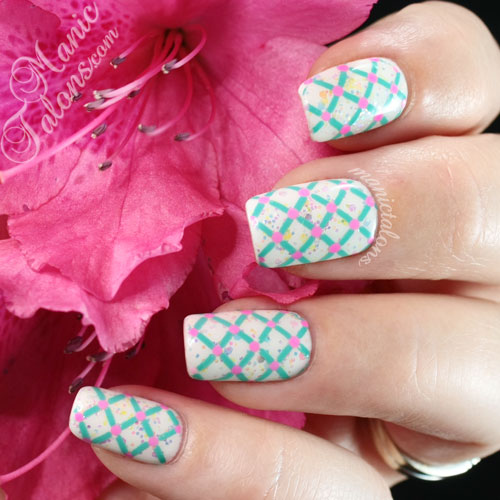 Manic Talons Nail Design Lattice, Glitter and Dots A Dreamy Combination