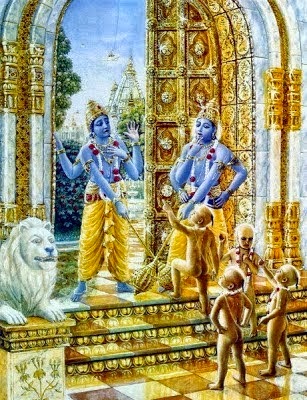 Jay Vijay and four Kumaras at Vaikuntha Lok