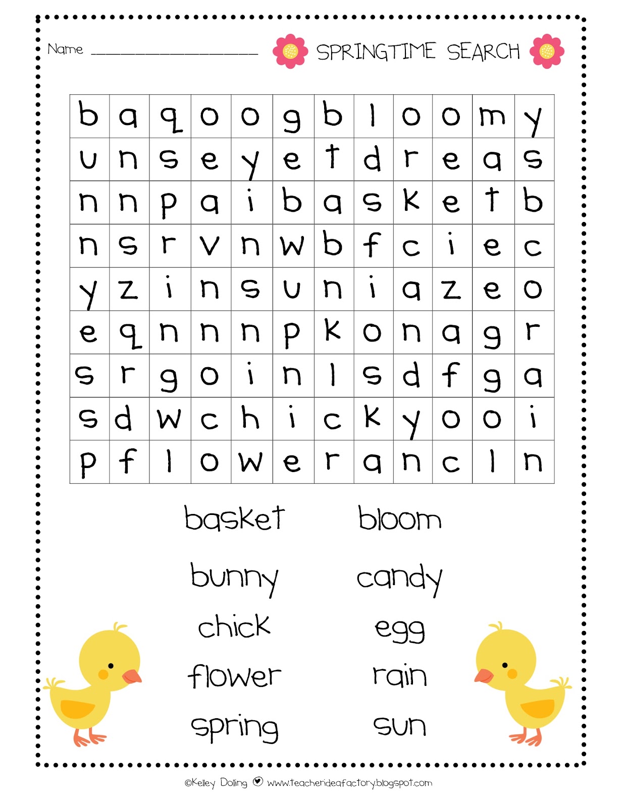 FREEBIE SPRING SEARCH Teacher Idea Factory