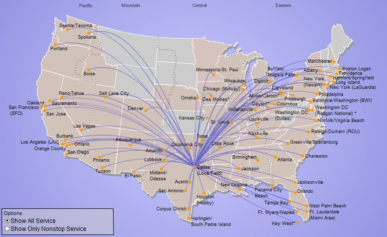 southwest airlines routes