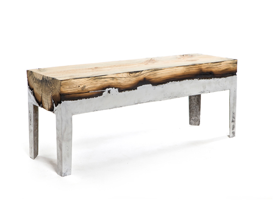 wood fused with metal furniture