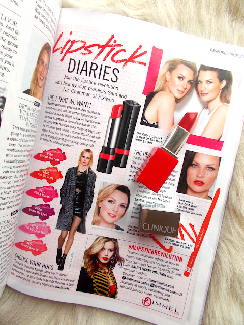 Free Clinique Pop lipstick inside December 2015 issue of Glamour magazine ft. Tanya Burr!