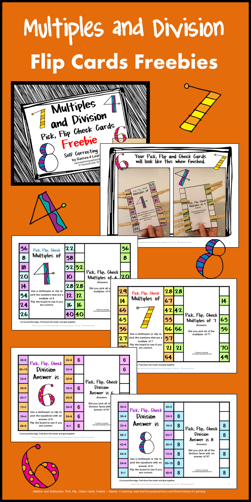 Fun Games 4 Learning Flip Math Cards Freebies