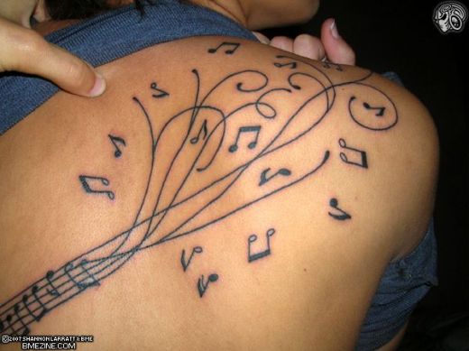 How Do You Think About Music Notes Tattoo Designs On The Girls Body