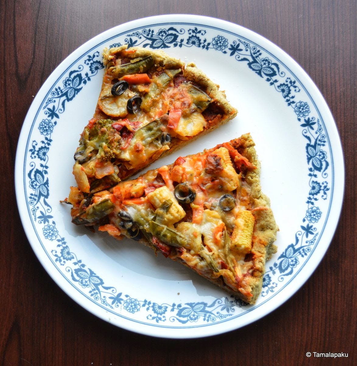 Stir Fry Vegetable Pizza with Oat Bran Crust Tamalapaku
