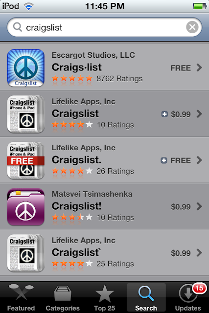 Craigslist apps in iTunes