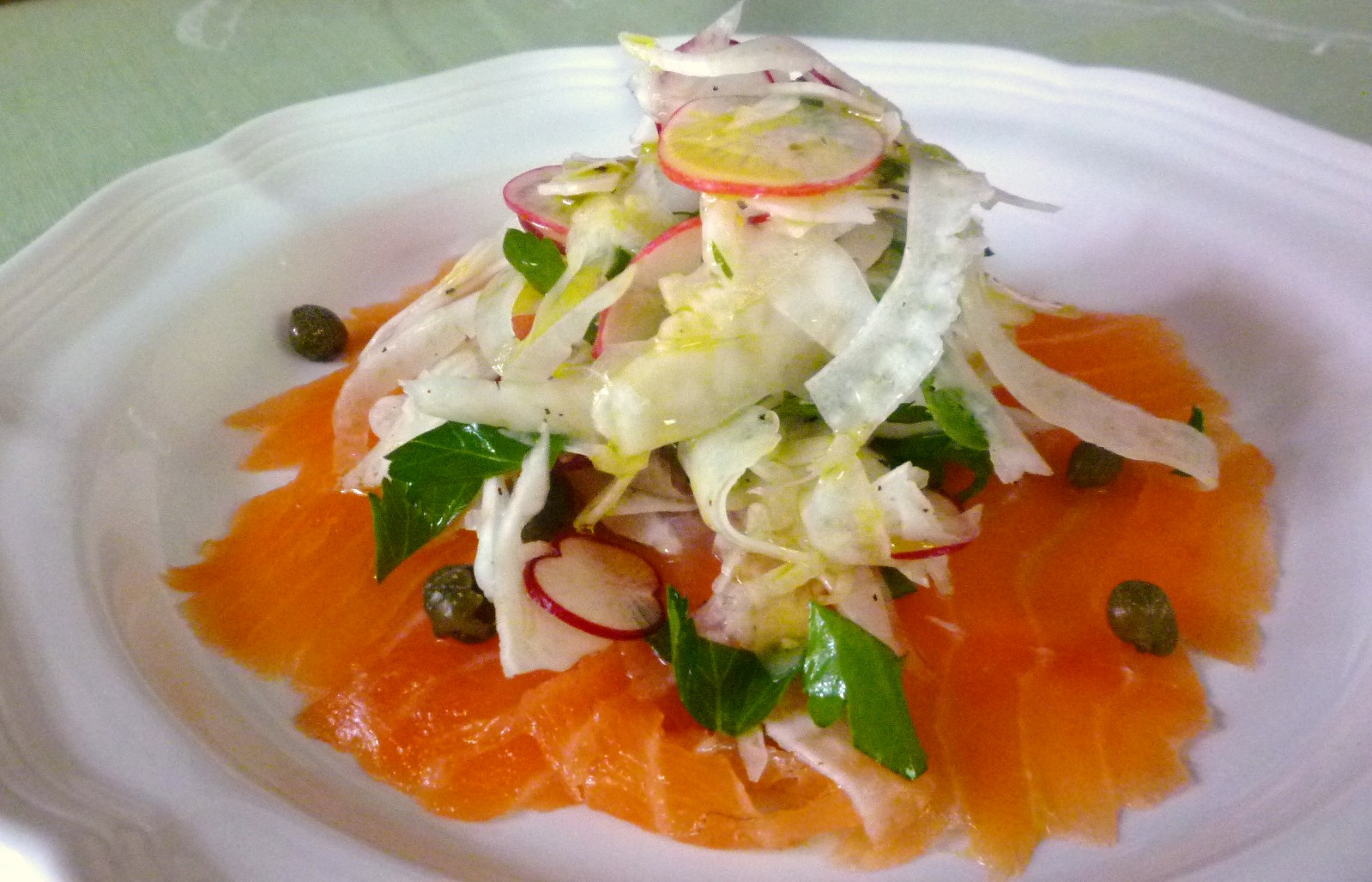 For Love of the Table Smoked Salmon with Fresh Fennel & Radish Salad