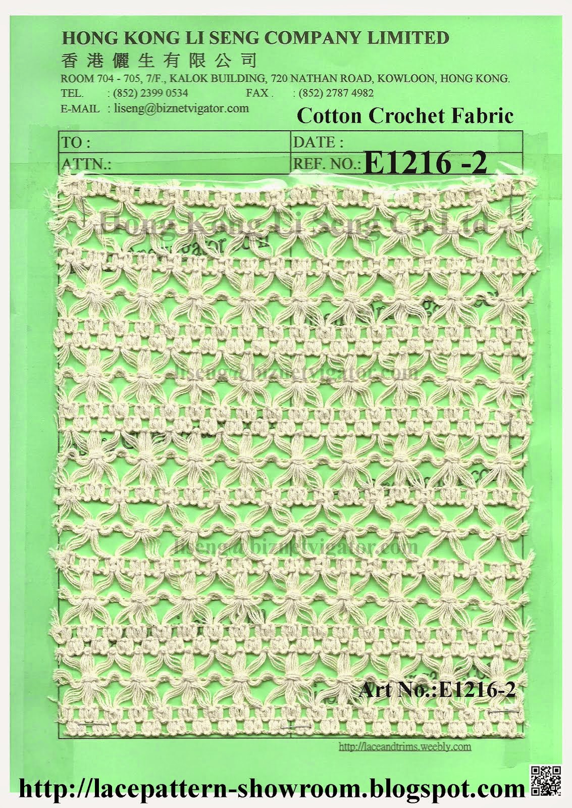 Cotton Crochet Fabric Manufacturer Wholesale and Supplier - Hong Kong Li Seng Co Ltd