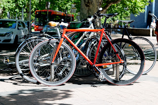 bike, bicycle, the biketorialist, biketorialist, single speed, fixed speed, fixie, Melbourne, Victoria, Australia, st kilda Rd, red, frame, velocity, cinelli, tim macauley, timothy macauley, frame      