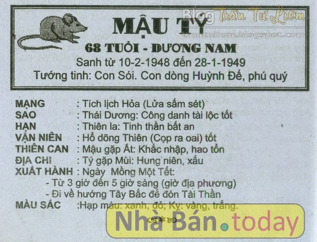 TỬ VI TUỔI MẬU TÝ 1948 NĂM 2015 Ất Mùi Nam