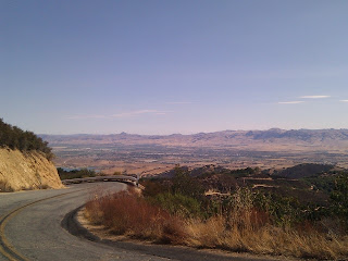 View of the valley above a switchback on San Juan Canyon Road