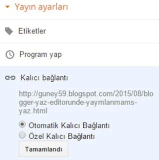 Blogger yazı editörü kalıcı bağlantı link'i