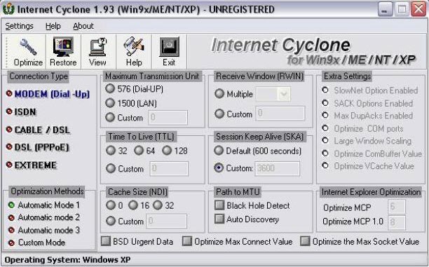 [Soft] Internet Cyclone 2.19 - Phần mềm Tối ưu và tăng tốc kết nối Internet lên đến 200% Internet+Cyclone