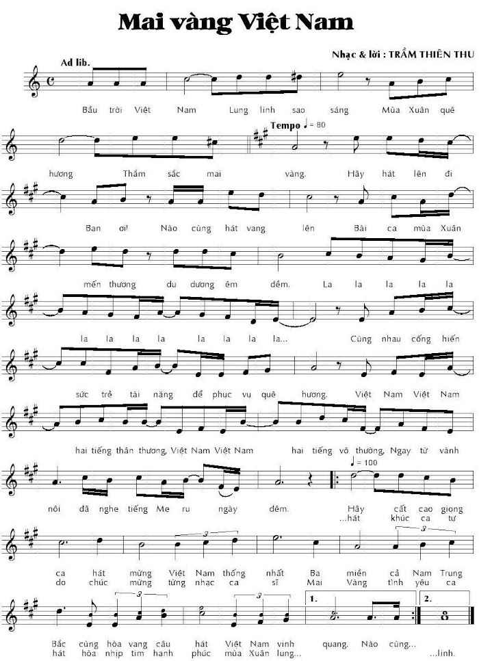 Ca khúc "Mai Vàng Việt Nam"