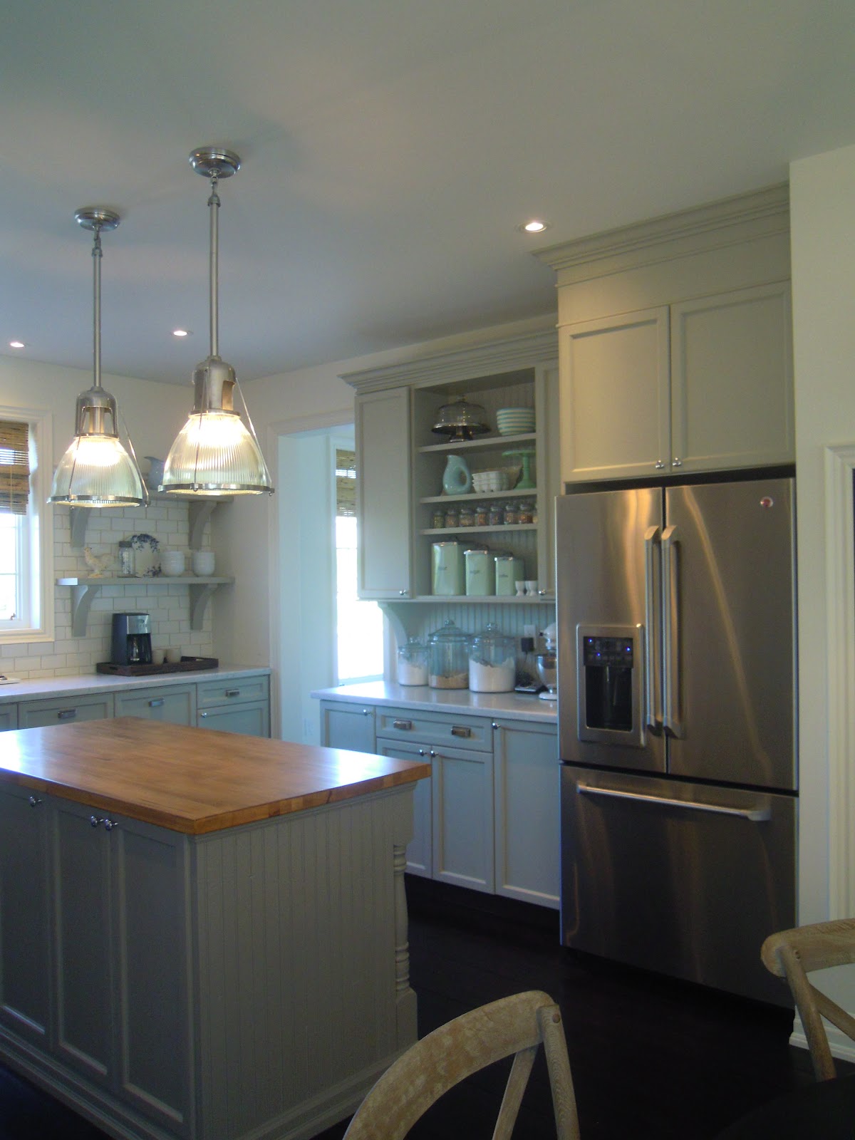 White Wood Kitchen island extension details and beginning backyard plans